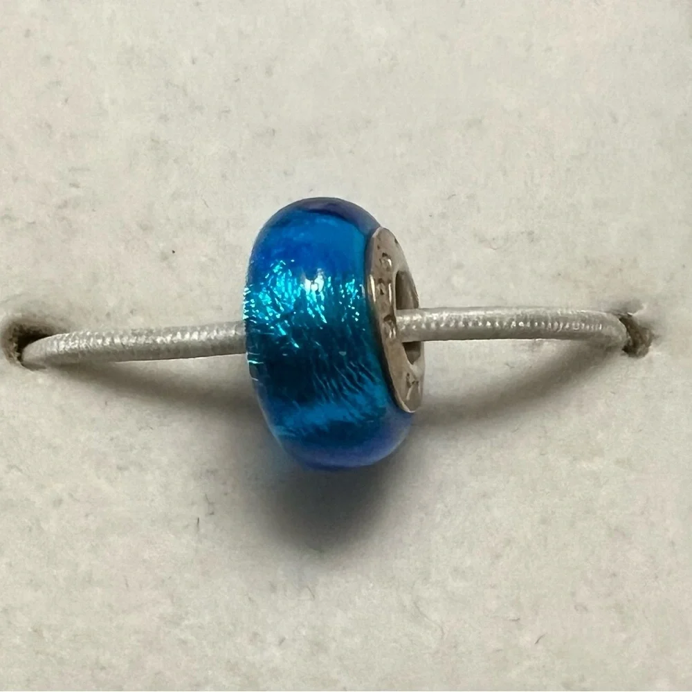 Chamilia 925 Silver Blue Foil Be The Match Murano Bead Charm EUC CHAMILIA #294
